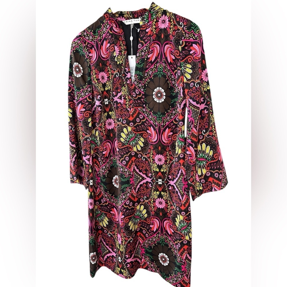 Trina Turk Christie Mod Print Long Sleeve Shift Dress - Picture 7 of 11